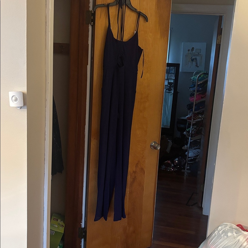NWT Express Elegant Navy Blue Jumpsuit with small cutout